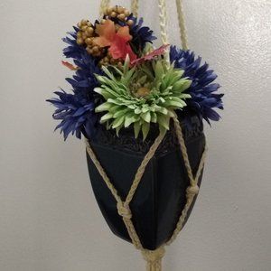 Serenity and Luxe Yellow & Cream Crochet Plant Hanger